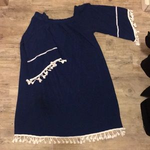 Navy off the shoulder dress